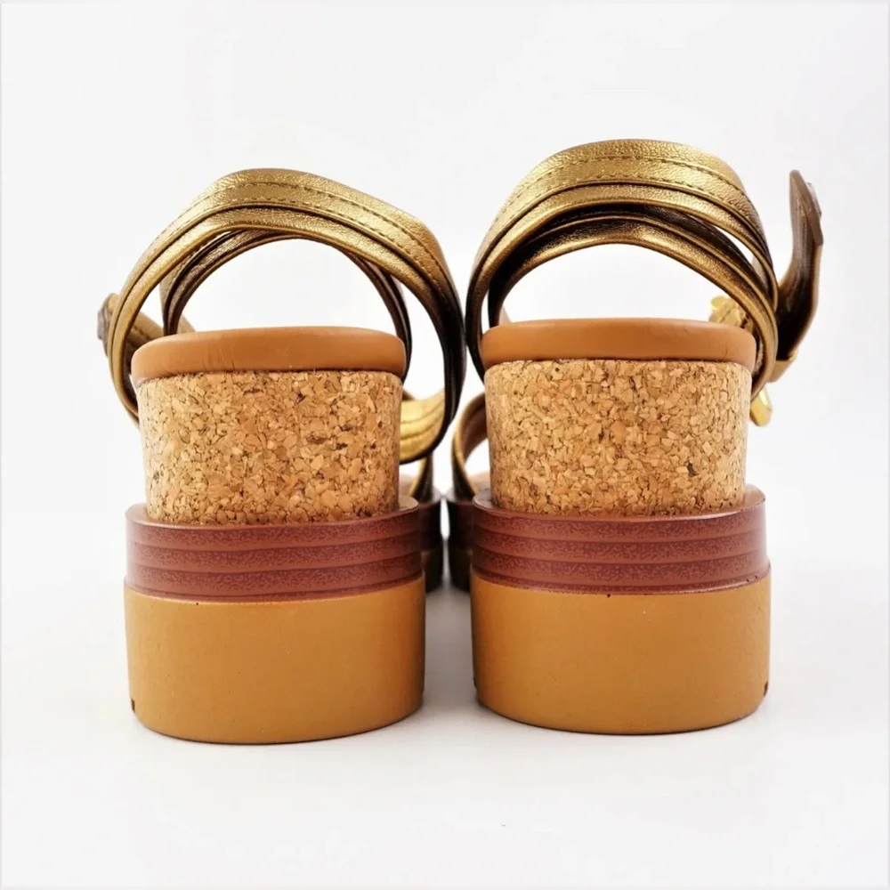 NIB See By Chloe Goat MD Sand Robin Gold Leather Platform Wedge Sandals 6 US - Picture 6 of 16